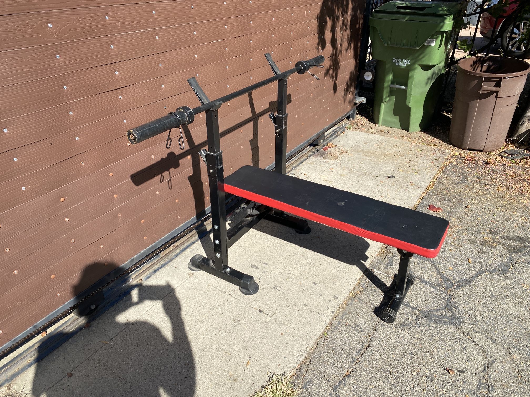 WEIGHT BENCH PRESS BENCH FOLDING WORKOUT BODY BUILDING EXERCISE MACHINE BAR CLAMPS 