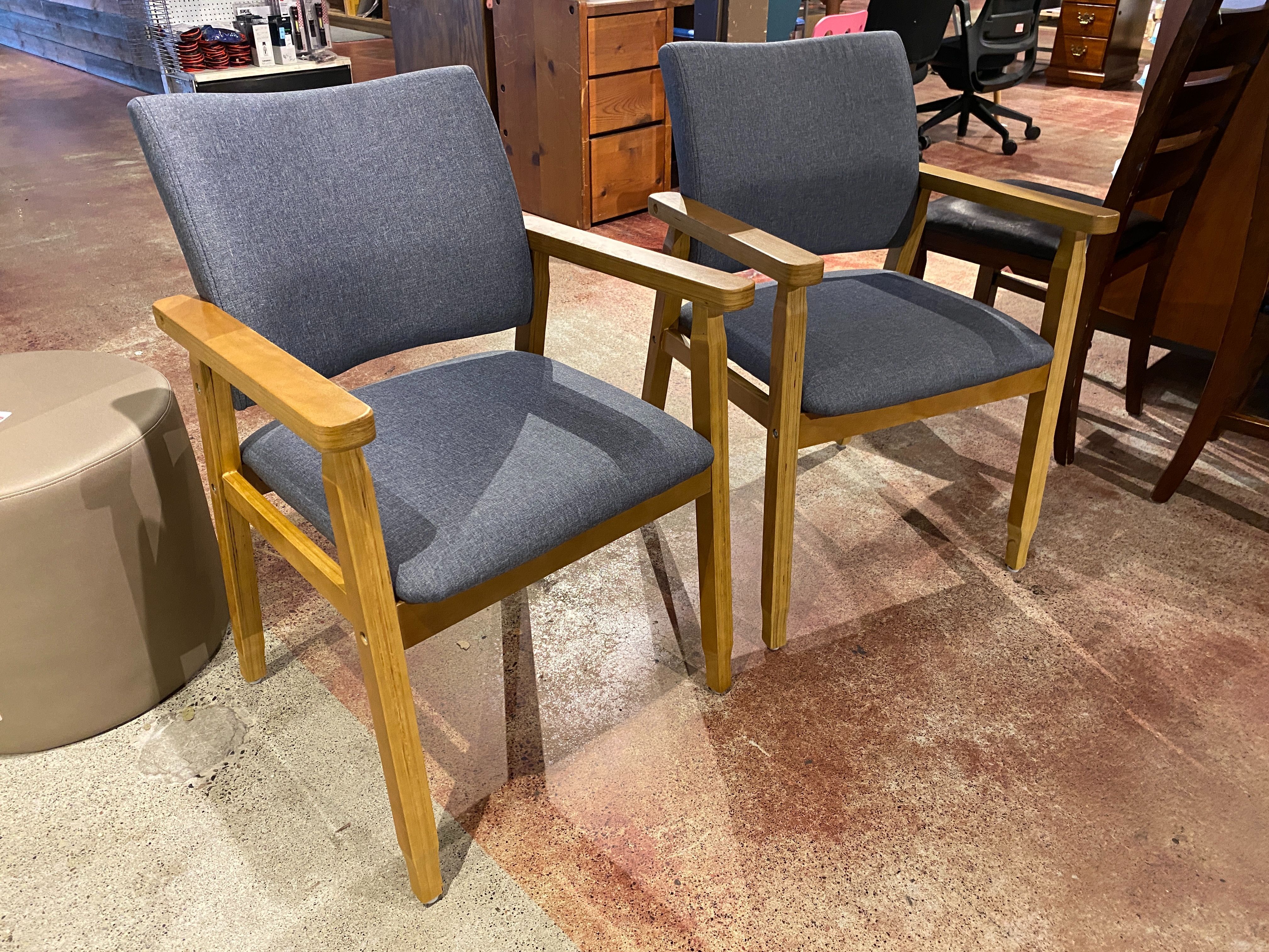 GOLD HOME FURNITURE Walnut Dining Chair with Grey Upholstery (Set of 2)