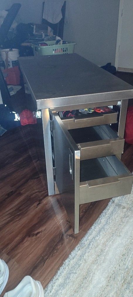 Stainless Steel End Table W/Full Extension Drawers