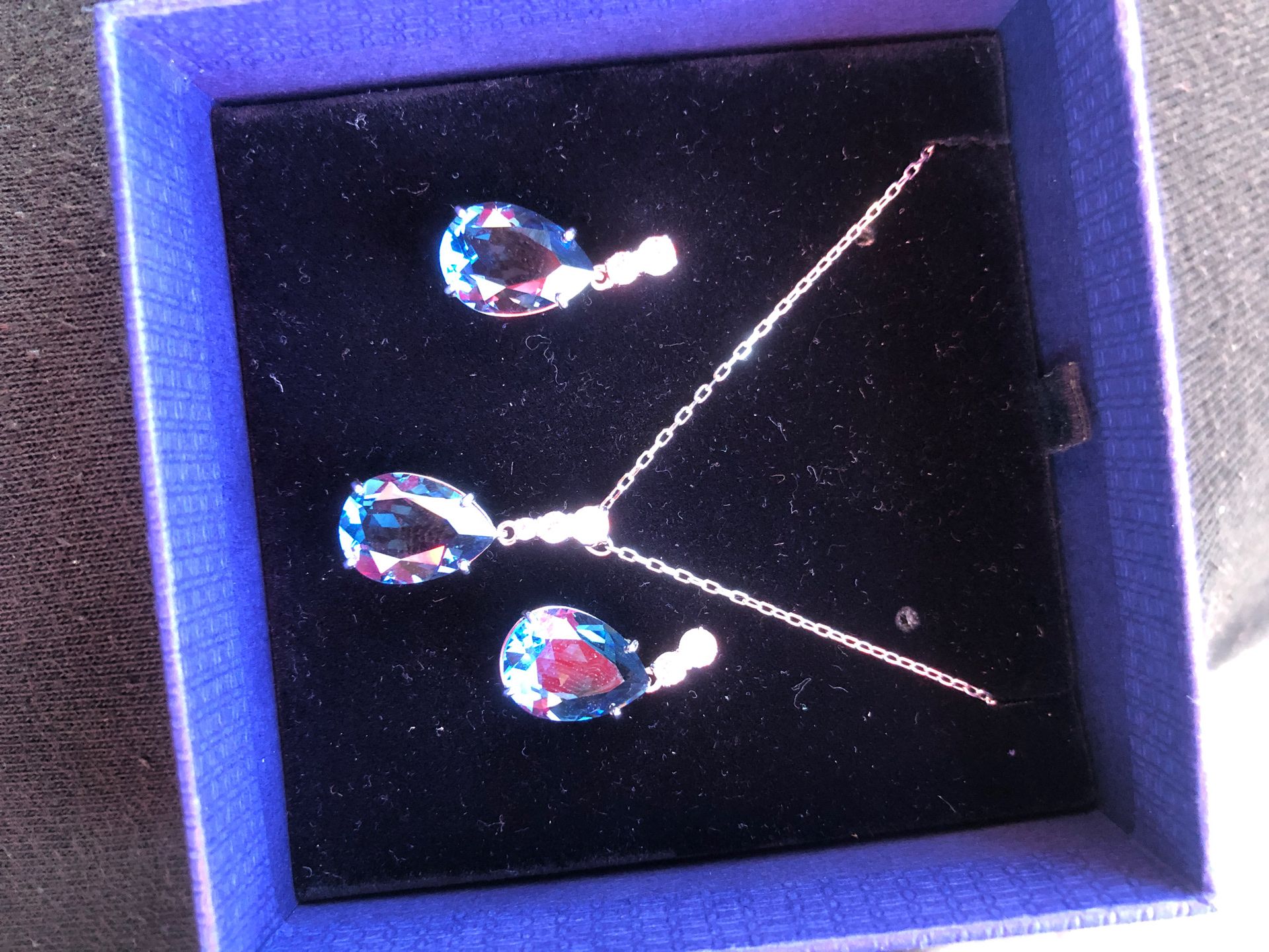 Swarovski diamond earrings and necklace