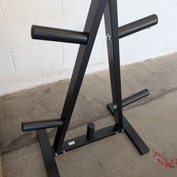 Black weight plate rack.