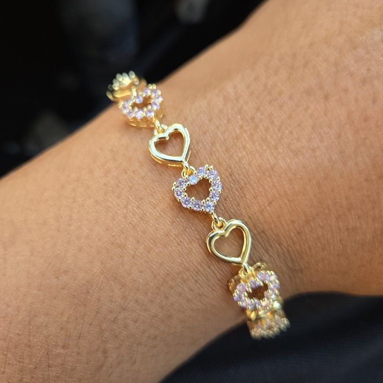 18k Gold Filled Eternal Heart Bracelet Cubic Zirconia