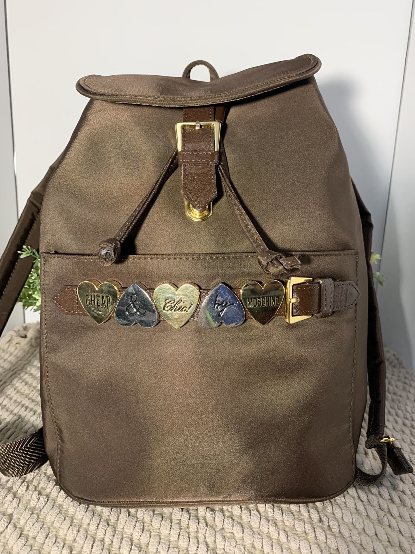 Authentic Vintage Moschino Brown Nylon Backpack