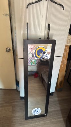 Wooden Hanging Mirror Jewelry Holder