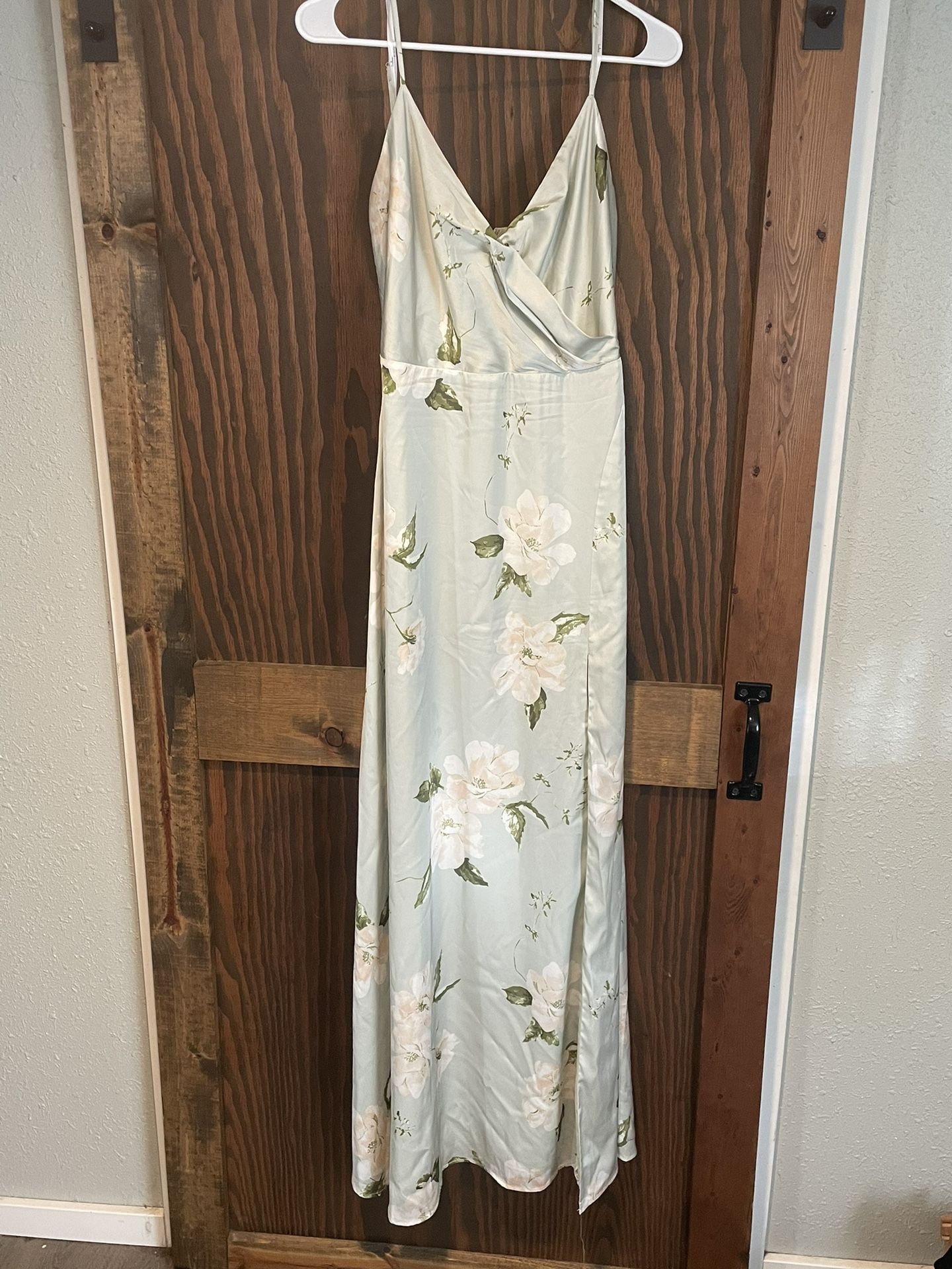 Lulus Sage Floral Bridesmaid Dress