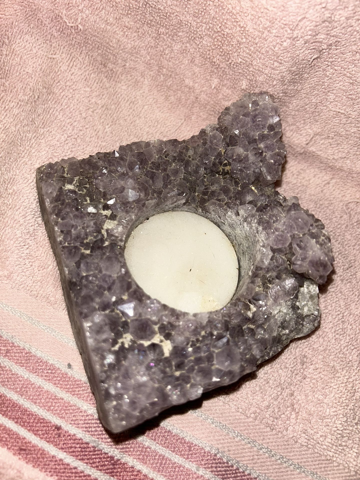 Pottery Barn Amethyst Purple Candle Holder