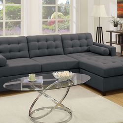 Brand New Plush Grey Sectional Sofa (Pillows Included)
