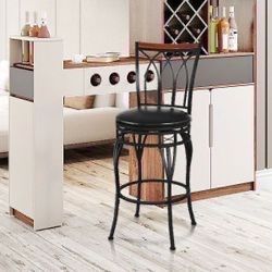 New Single Vintage Barstool 2428.5 Height Adjustable Padded Seat Bistro Pub Chair  $6