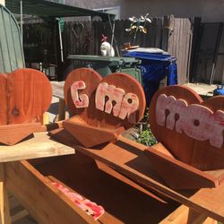 BEAUTIFUL REDWOOD HEART PLANTERS 