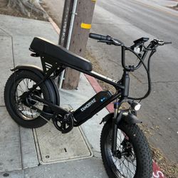 TAMOBYKE T63 Electric Moped Bicycle, 750W Peak Motor, 20Mph, 468Wh Range of 20 to 50 miles, removable battery, double long seat, UL 2849, 20-inch fat 