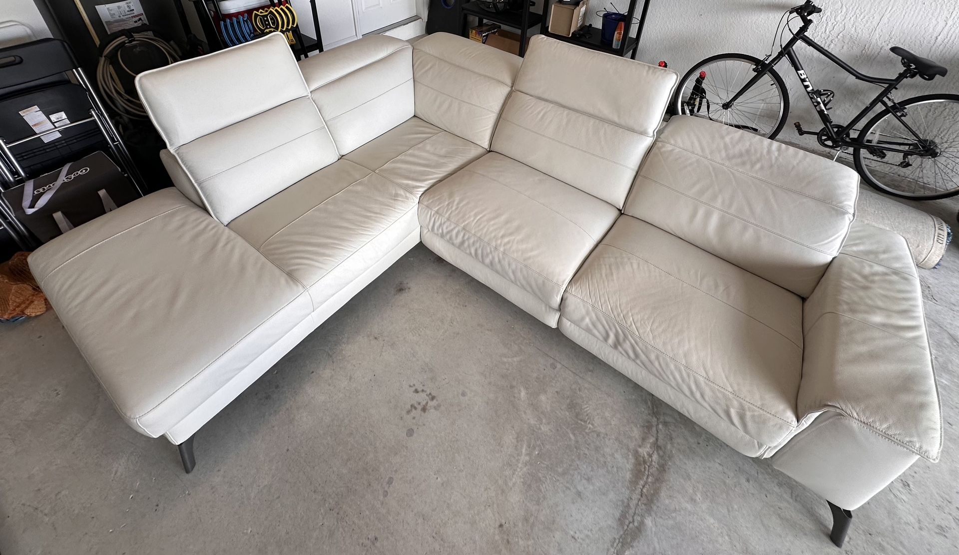 Beige Leather Sofa