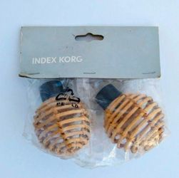Curtain Rod Ends NEW ~ 2 IKEA Index Korg Wicker Rattan Ends - 934.951.12 • Curtains Accessories, Window Treatments & Hardware, Curtain Rods & Hardware