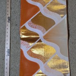 Gold Orange Waves Kimono Obi 