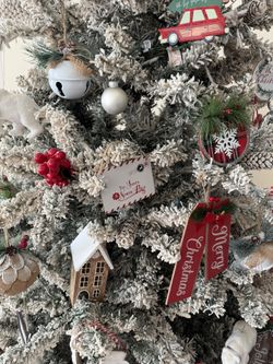 Christmas Tree, Flocked, Pre-lit, 7.5 ft.