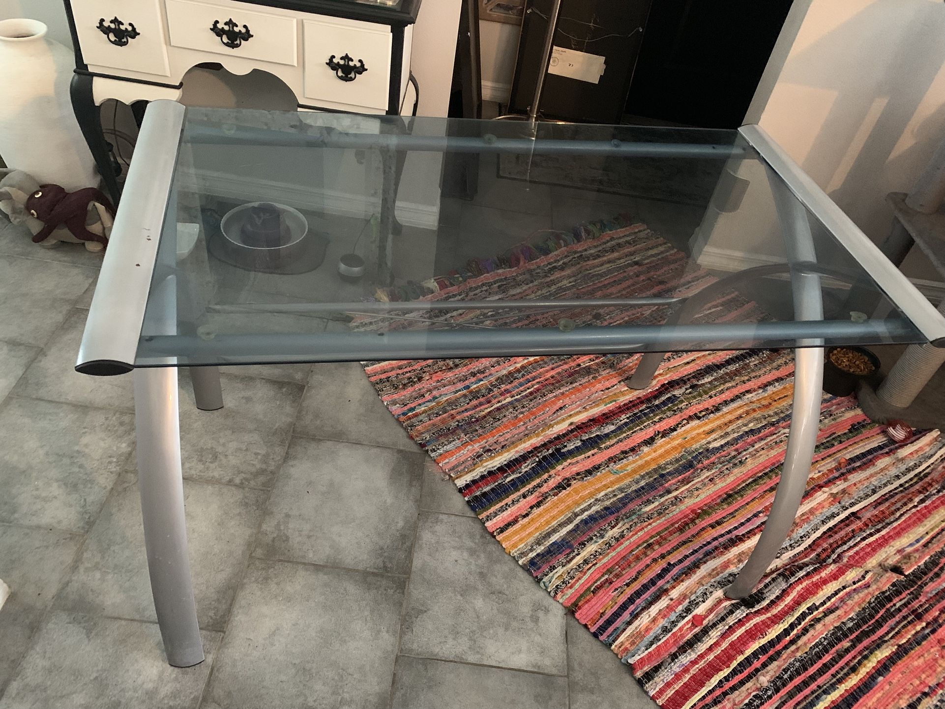 Glass and metal computer desk