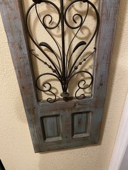 Kirklands LARGE Wood and Iron Faux Doors Shutters Wall Hanger