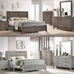 Bedroom set 4pc Queen including Q Bed Frame Dresser Mirror one Nightstand
