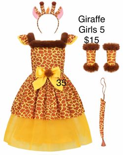 Giraffe Dress Costume Girls 5 Safari / Disfraz de Jirafa Niñas
