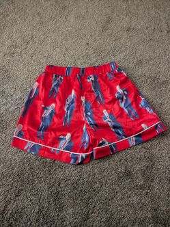 Red Silk Novelty Print Shorts