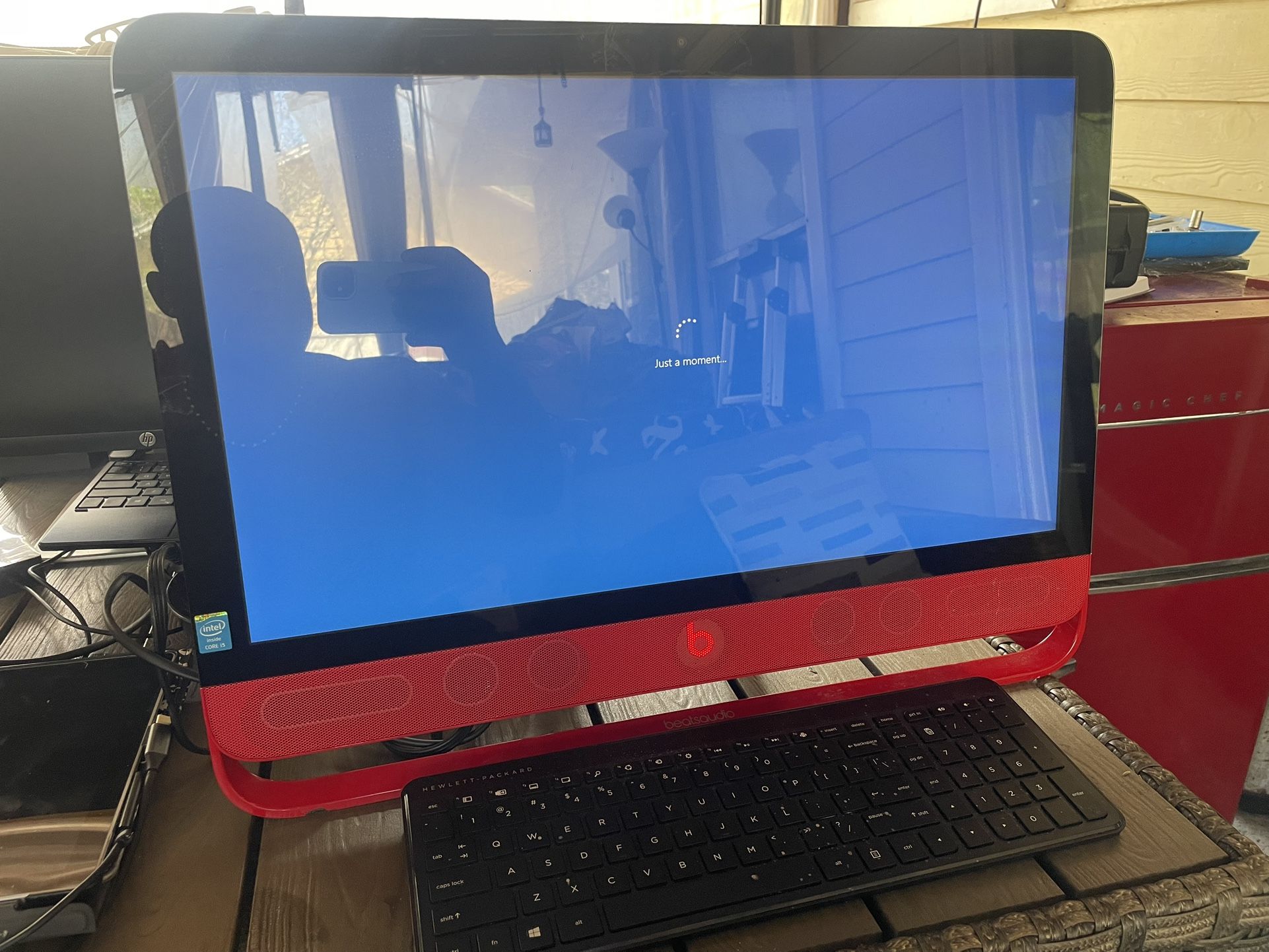 HP Beats Audio All-in-One Desktop PC – Intel Core i5, Red Beats Base ...