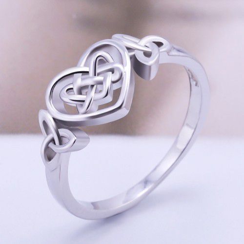 "Sweet Weave Heart Cross Lovely 925 Silver Heart Ring for Women, VIP546
  
  