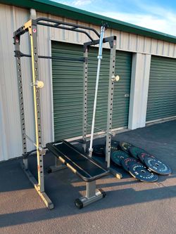 Gym Power Rack Weight Bench Bumper Barbell