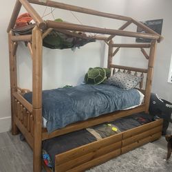 Log Twin Bed