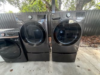 LG ThinQ Front-Load Washer and Dryer Set