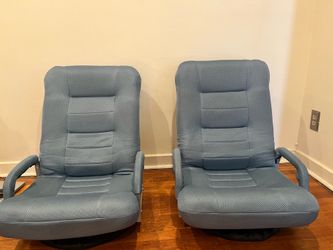 Move out Sale  - 🪑 Blue/Gray Swivel Floor Gaming Chairs (Set of 2)