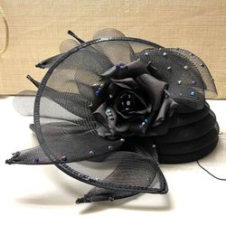 Elegant Black Mesh Fascinator - Brand New 