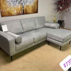 Hazela Charcoal Sectional Sofa Couch 