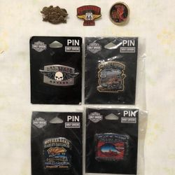 Harley Davidson 6 Pins Plus Another Bikers Pin 7 Total Some New All For $40