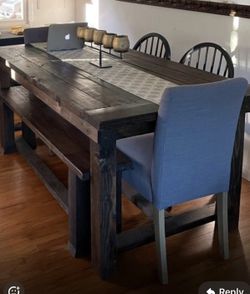 WOODEN TABLE WITH ONE BENCH $140Willing To Trade For TV