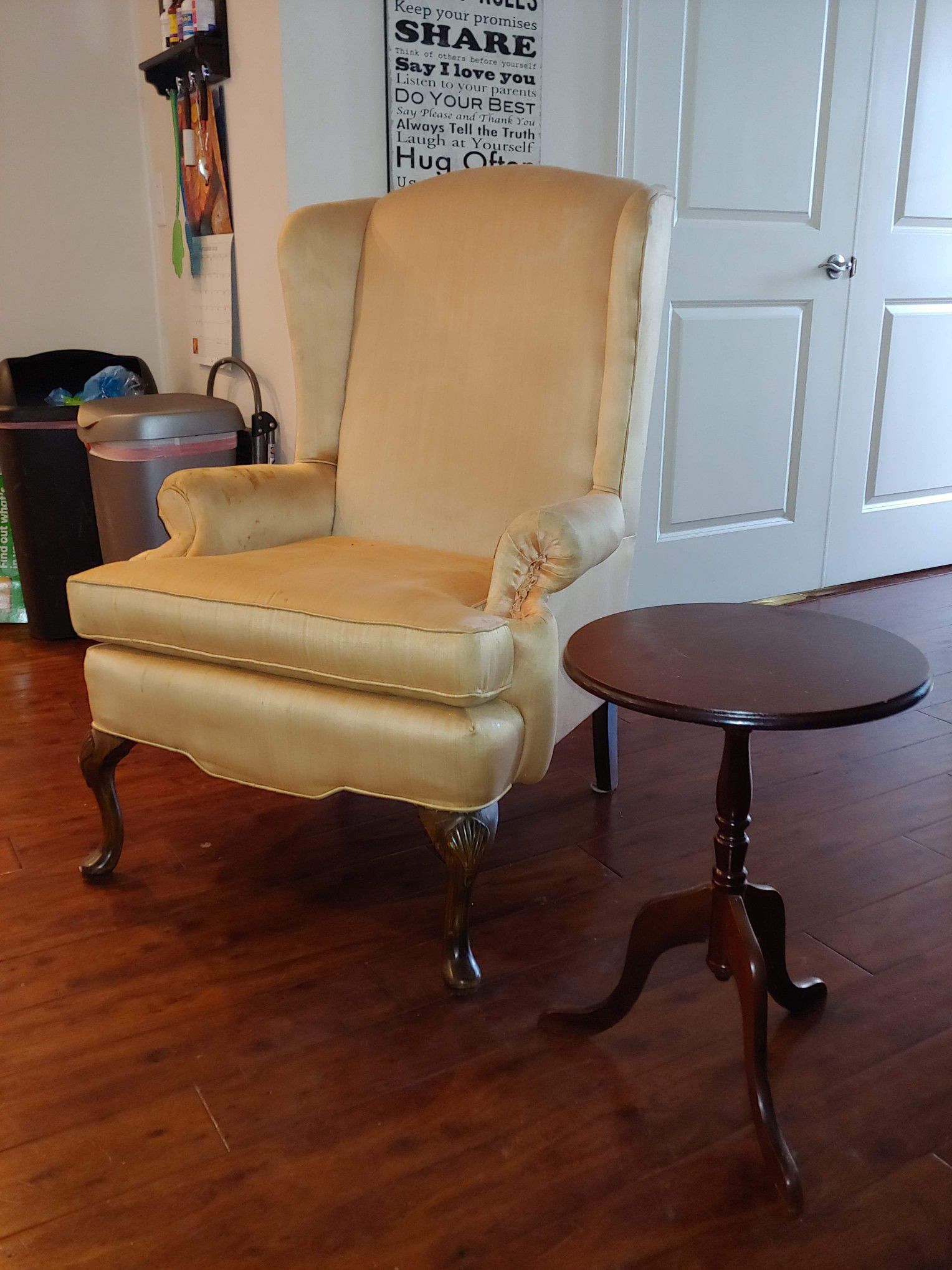 Wingback chair and table