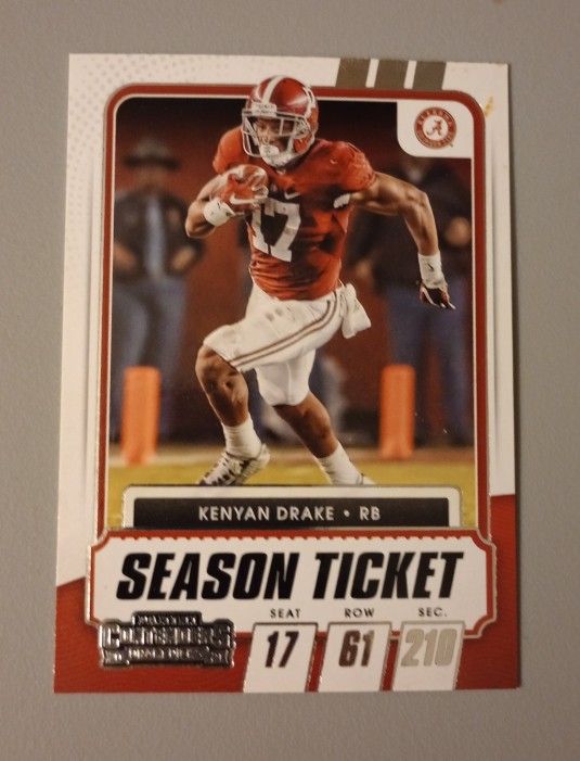 2021 Panini Kenyan Drake Alabama Crimson Tide #70 Draft Picks Contenders Season Ticket Football Card Collectible Sports NFL