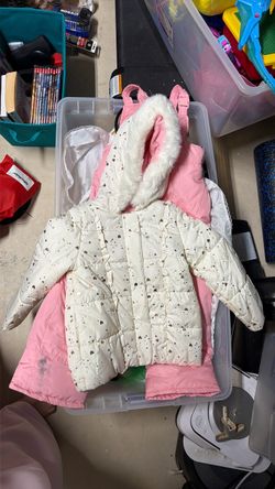 Kids Pink Snow Bib Pants and jacket size 5/6