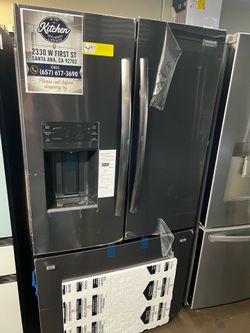 NEW OPEN BOX FRIGIDAIRE BLACK STAINLESS STEEL REFRIGERATOR