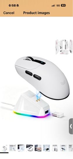 New in box! Tyrfing V1 Tri-Mode Wireless Gaming Mouse White RGB Magnetic Charging Dock, Tri-Mode Wireless (BT/2.4G/USB-C), Ultra-Light 59g Design, USB