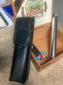 Cigar box with cutters and cigar case