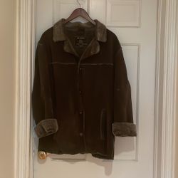 Guess Brown Suede Leather Coat For Men