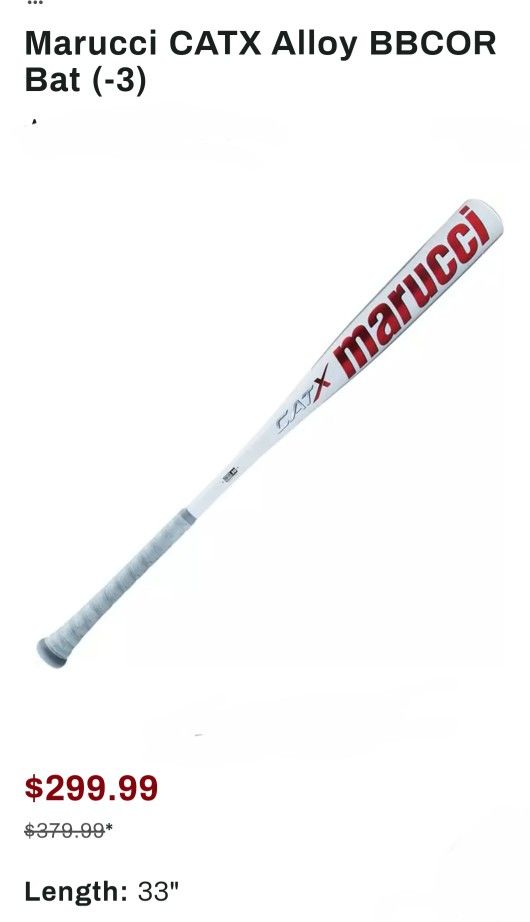 Marucci CATX Alloy BBCOR Bat
Length: 33"