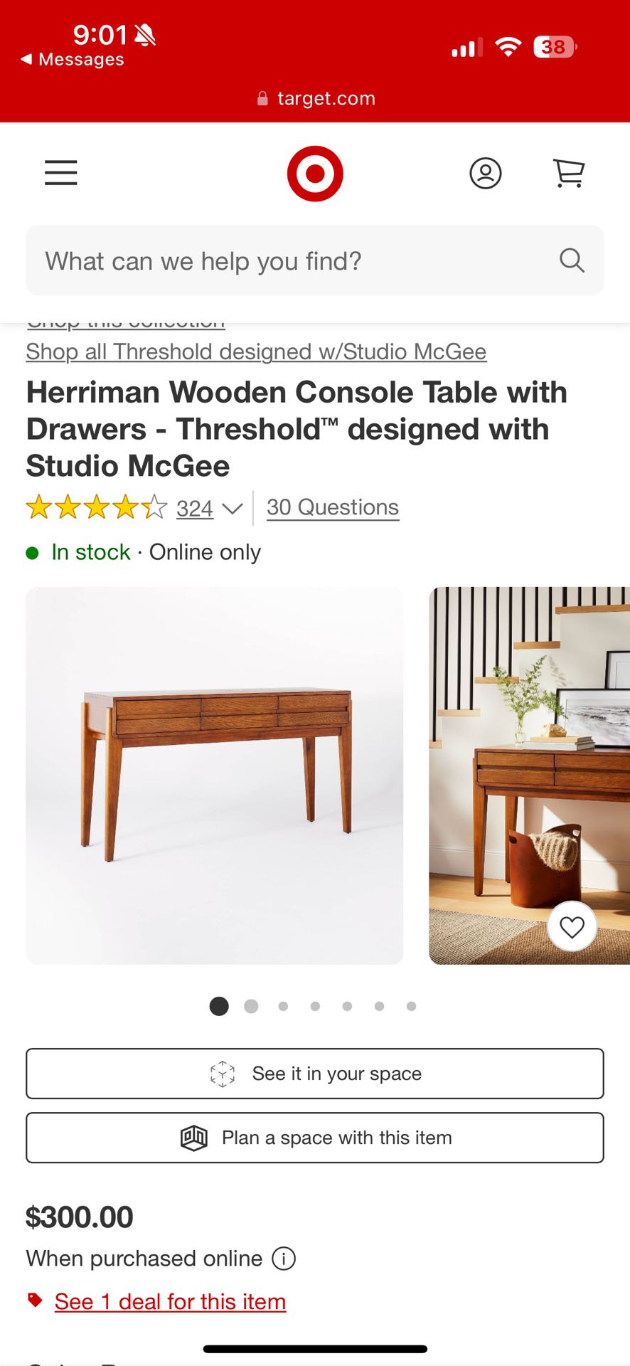 Herriman Wooden Console Table with Drawers - Threshold™ designed with Studio McGee, new and assemble