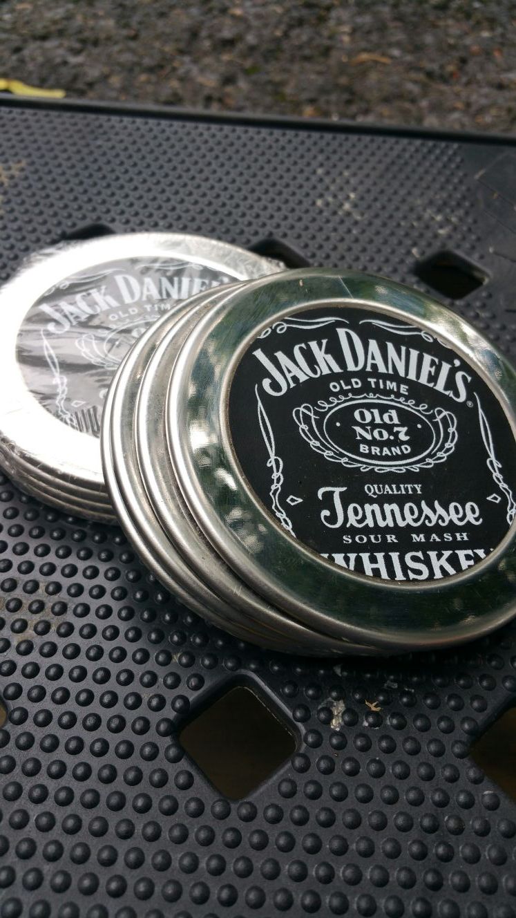 8 Jack Daniels metal coasters