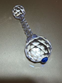 Crystal glass baby rattle decor -blue top 3’ length