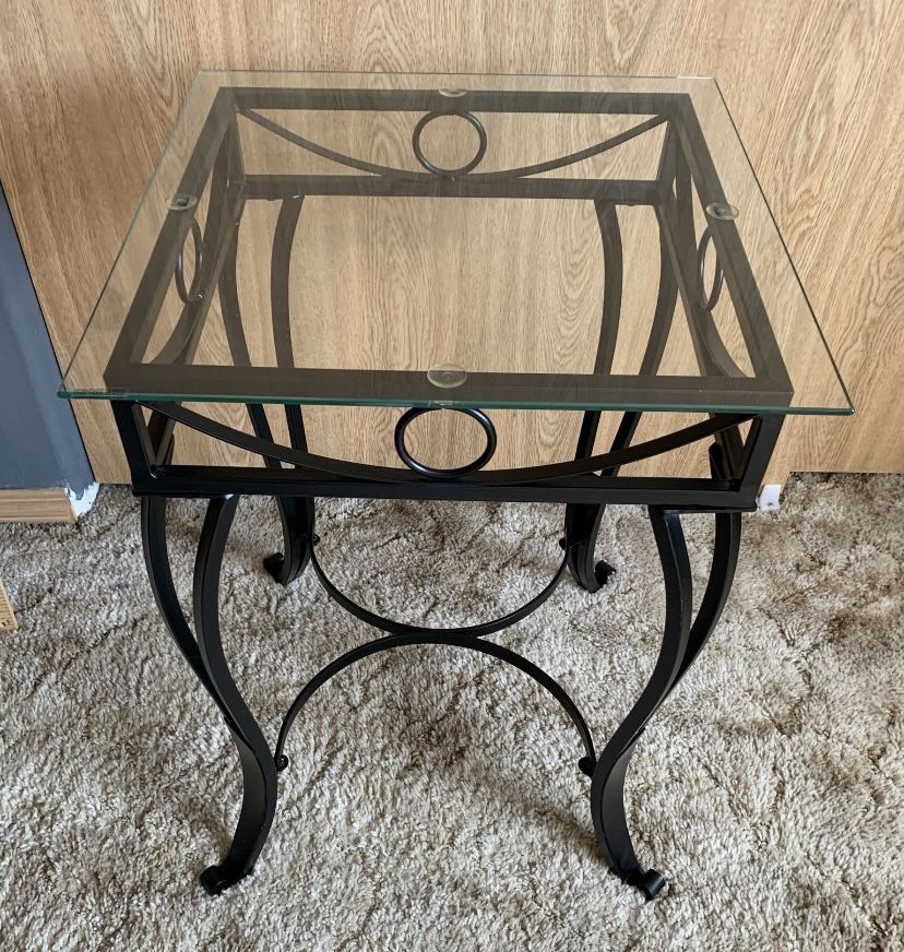 Iron and Glass End Table