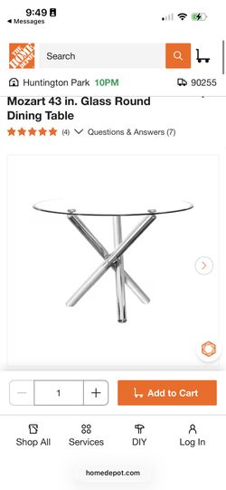 43 Inch Glass Dining Table
