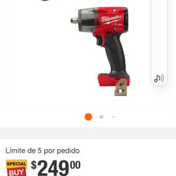 Llave de impacto inalámbrica de par medio, sin escobillas, de iones de litio de 18 V y 1/2 pulg. M18 FUEL Gen-2 con anillo de fricción