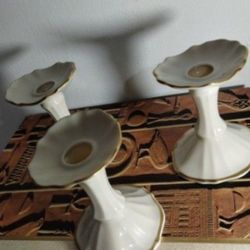 LENOX SYMPHONY PORCELAIN CANDLESTICKS SET OF 3/ 4.5"
