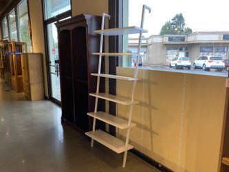 White Wall Mount Ladder Shelf Bookcase
