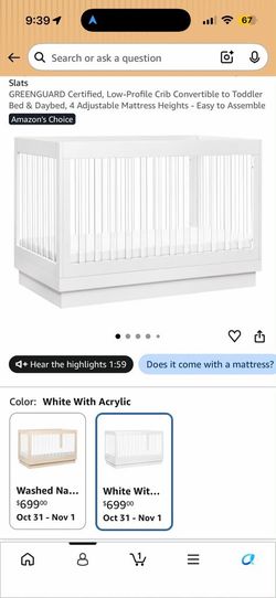 Crib - convertible to toddler bed